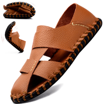 2022 New Summer Sandals Mens Leather Bag Sandals Mens Beach Shoes Breakthrough Soft Soft Soft Soft Soft Shoes Mens Tide Shoes
