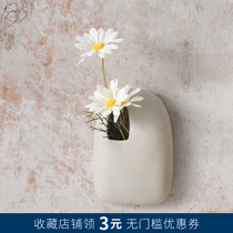  Japanese-style wall decoration flower arrangement Living room background wall hanging flower decoration Dining room ceramic simple creative hanging decoration