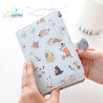 Notebook cute magnetic buckle leather book Creative cartoon cat illustration notepad Student color page diary hand ledger