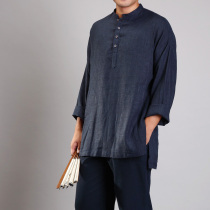 Ciyuan cotton linen clothing -- meditation clothes Lay clothes Casual mens flat button pullover shirt YL023-119-1