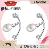 Jingrun pearl earrings 5-6mm drop-shaped S925 silver inlaid fresh water pearl earrings exquisite and elegant