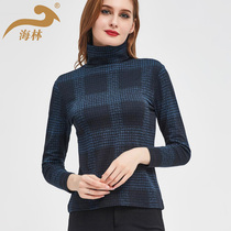 Hailin high collar blouse autumn warm jacquard modal cotton slim autumn and winter base pullover KMP03-3-3A