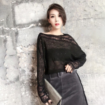 European goods shoulder top tide women 2021 New European station Korean loose lace lace long sleeve foreign style small shirt