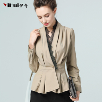 2021 spring and autumn early autumn coat womens coat lace small Suit V collar short waist thin windbreaker thin early autumn