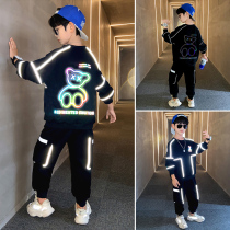 Childrens clothing boys autumn suit 2021 New Net Red fashion spring autumn childrens sports boys foreign style Korean tide