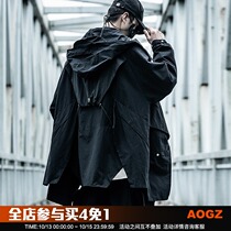 National tide spring and autumn witch hat long windbreaker men loose hip hop Tide brand cloak dark oversize coat tide