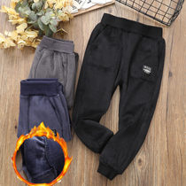 Winter boys plus velvet sweatpants 2019 autumn and winter new childrens trousers one velvet medium and large velvet warm pants