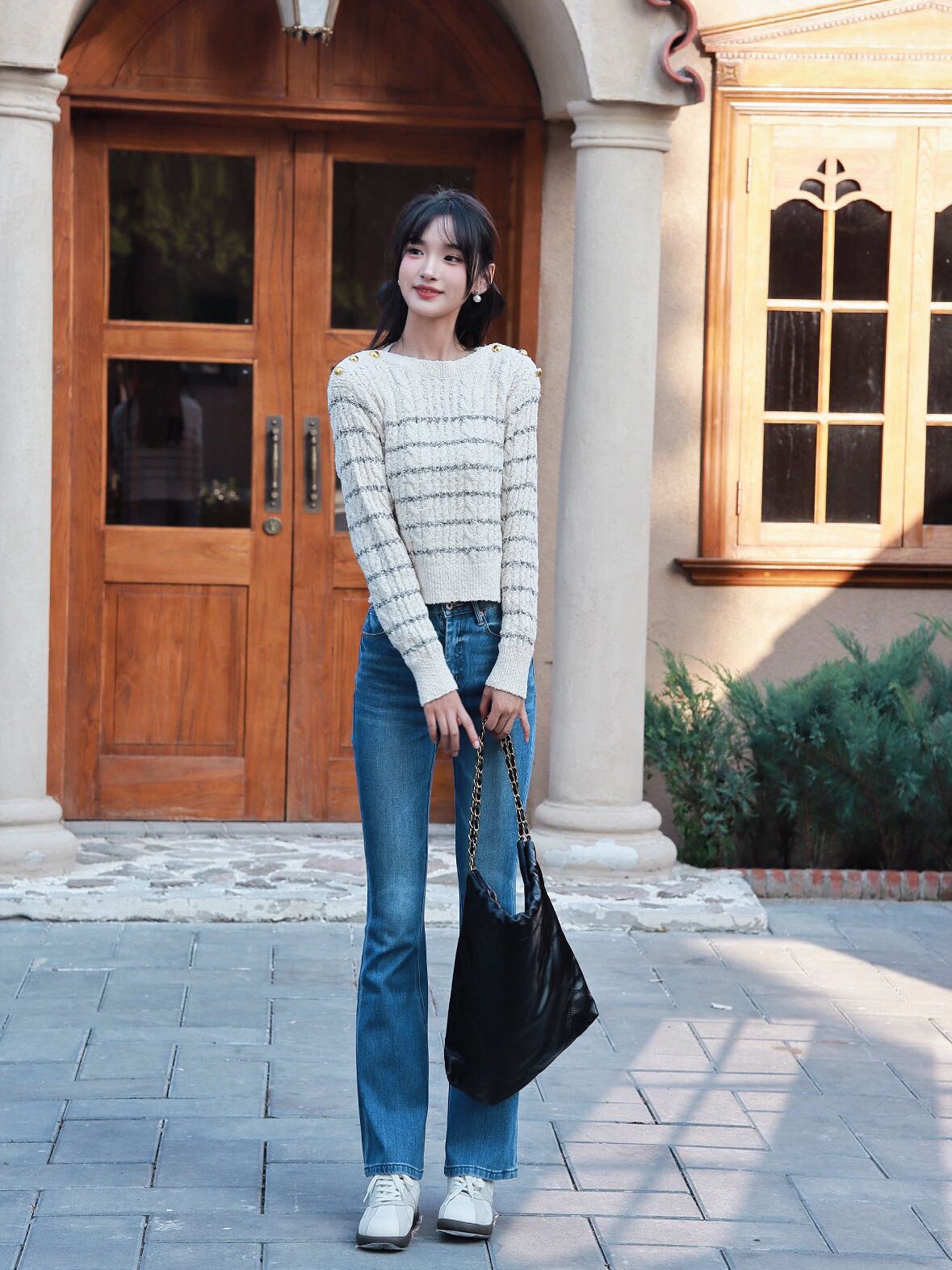 信购店主推荐春季超模裤 高腰弹力微喇叭设计 巨显瘦拉长比例 复古水洗百搭不挑人