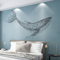 Whale stickers background wall stickers bedroom decoration painting boys room layout wallpaper self-adhesive 3d three-dimensional Nordic style