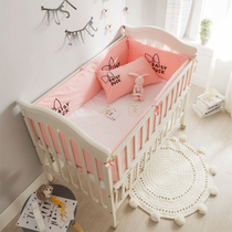 ins crib bed kit Cotton Four Seasons universal breathable newborn anti-collision children bed can be removed and washed