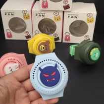 Cartoon Watch fan portable mini mute USB charging children leafless fan watch summer gift