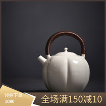 Van Mountain Hall soda glazed pumpkin with ceramic jug white clay pottery pot boiling teapot heat resistant and high temperature resistant cooking kettle boiling water pot