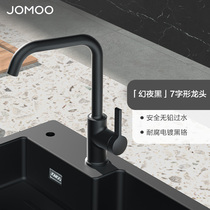 Jiumu bathroom kitchen faucet House home splash-proof black faucet single hot and cold sink faucet universal rotatable