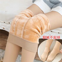 Small code Pressure beating bottom pants Sox plus suede thickened short XS150cm tight slim leg female little feet warm even feet