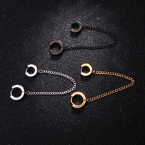 Anti-allergic titanium steel double earrings with two ear holes on one side of the ear chain