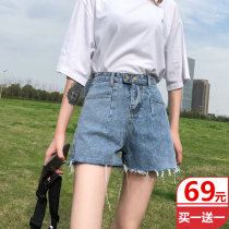 Denim Shorts Women Summer 2022 New Students High Waist Wide Leg 100 Hitch Loose Display Slim a word hot pants Chains