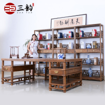 2 3 m mahogany furniture chicken wing wood painting solid wood writing desk Chinese study desk desk desk bookcase combination