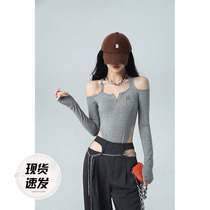 Aunt Barbie Knitted Harness Blouse Blouse Womens Summer 2022 New European and American Wind hanging neck Body Design Sense One-piece Clothing