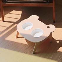 Lazy Pet Korean cat and dog Pet cute bear shape wooden table double Rice Bowl dog bowl