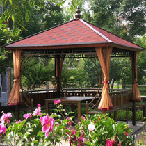Outdoor gazebo Villa Courtyard Bed and breakfast Movable cabin antiseptic wood Solid wood outdoor tatami four-corner pavilion