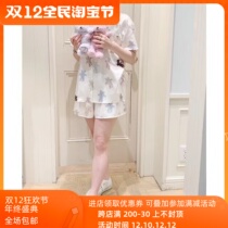 Japan gp cartoon bear short sleeve pajamas silky thin home clothing shorts suit