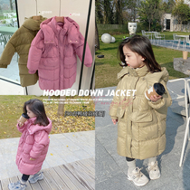 Salty Egg Shrimps Rice Girl Quality White Duck Suede Down Suede Baby Winter Child Thickened Mid-Length Down Coat Jacket