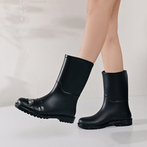 Elegant Rain Shoes Womens Fashion Models Adults Midtubes Water Shoes Waterproof Non-slip Water Boots Working Rubber Shoes Cover Shoes Korea Rain Boots