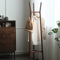  North American black walnut coat rack Living room bedroom Nordic simple solid wood creative floor hanger hanger hanger