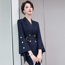 Blue Professional Suit Suit Womens Autumn New Foreign Air Name Yuanyuan Xianfeng Fashion Temperament President Two Sets