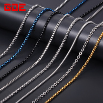 Domineering mens necklace Hip hop wild personality Titanium steel Cuban clavicle chain No pendant Accessories Plain chain Tide Japanese