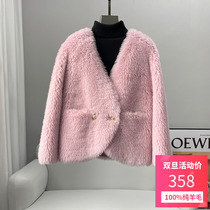 2022 Winter New Grain Sheep Shearing Fur Coat Womens Short Toka Fur Coat Lamb Wool Coat