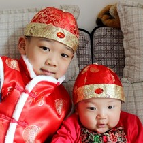 Childrens Tang costume Emperor hat boy festival dress baby brother hat old Beijing ancient costume satin silk hat