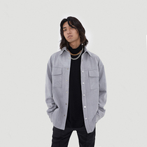 BONELESS FROCK pocket SUEDE Long sleeve shirt Trend JOKER SINGLE breasted shirt Jacket Men