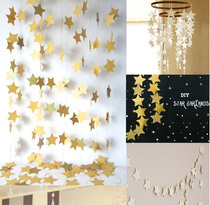 ins One-year-old five-pointed star pull Citi Kindergarten scene layout opening birthday party decoration colorful hanging ornaments