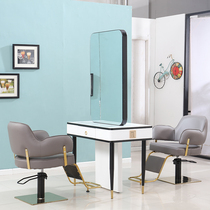 Hairdressshop Mirror Bench Marble Single-sided Bifacial Bronzing Desk Stainless Steel Sheen hair salon hair salon special hair salon