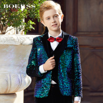 BOERSS boys suit British childrens small suit light luxury dress performance laser film show spring suit