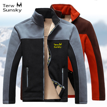 Autumn winter clothing thickened with cashmere cashmere grip suede cardiff outdoor anti-chill double layer composite warm grip suede jacket for men