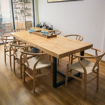 American Iron Art Restaurant Table And Chairs Combined Solid Wood Sweet Shop Coffee Hall Table And Chairs Beef Steak Restaurant Quick Restaurant Dining Table