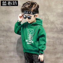 Blue Bufang childrens clothing boys plus velvet padded winter clothes 2020 new childrens hooded base shirt baby top