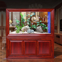 Sea of beauty Chinese imitation solid wood dragon fish tank screen side filter Medium and large bottom filter free water floor-to-ceiling aquarium
