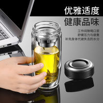 Double-layer glass men and womens water cup large-capacity insulation thick tea cup can be customized logo