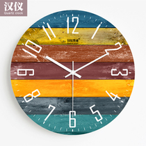 Color trend modern simple clock living room wall clock creative Nordic silent personality bedroom decoration clock Wall watch