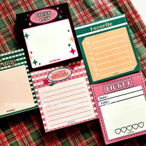 Homemade Korean INS style simple retro style grid stripe list memo non-sticky note paper small book