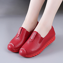 Spring and autumn sets of feet loafers middle-aged mother shoes Soft-soled shoes Single shoes womens flat platform shoes Pedal womens shoes