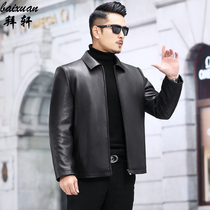 Henning Leather Clothes Men Genuine Leather Autumn Winter New 2021 Turnover Middle-aged Upscale Bull Leather Jacket Mens Down Leather Jacket