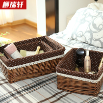 Liu Ruixuan Non-dyed wicker storage basket Snack basket box desktop pastoral wicker woven clothes storage