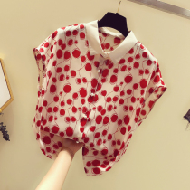 South Korean red polo dot blouses womens 2021 new fashion snow-spinning shirts with a small crowdsourced short sleeve and summer