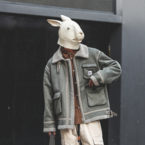 LMTNZD winter New lamb wool tooling cotton clothes men retro thick warm trend handsome cotton jacket jacket