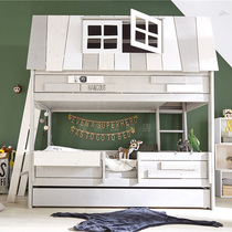 Childrens bunk bed bunk bed solid wood upper and lower custom tree house bed double castle high bed custom multifunctional