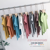 (Home Three Sets) Children Bright Color Thread Cotton Comfort Suit 2021 Summer Middle Children Anti-mosquito Shorts Suit
